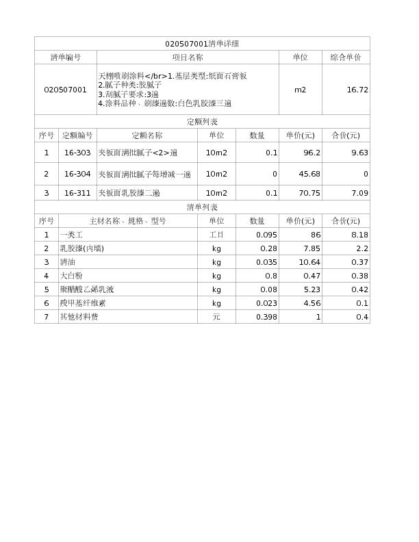 020507001  天棚喷刷涂料</br>1.基层类型:纸面石膏板
