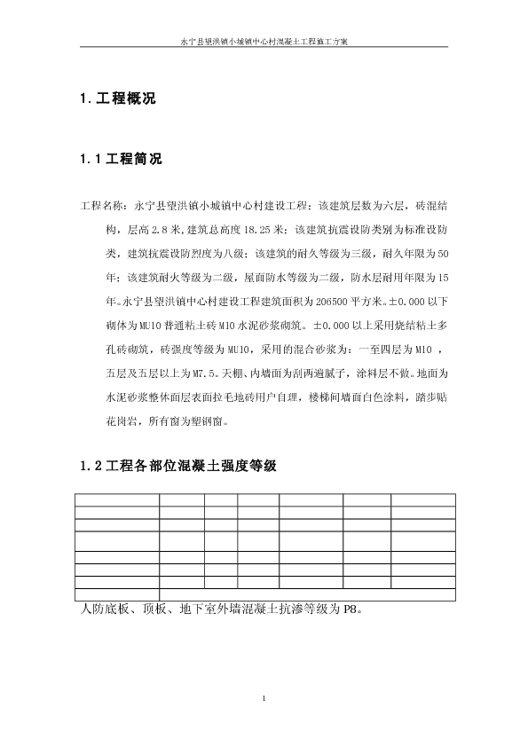 混凝土施工施工组织方案