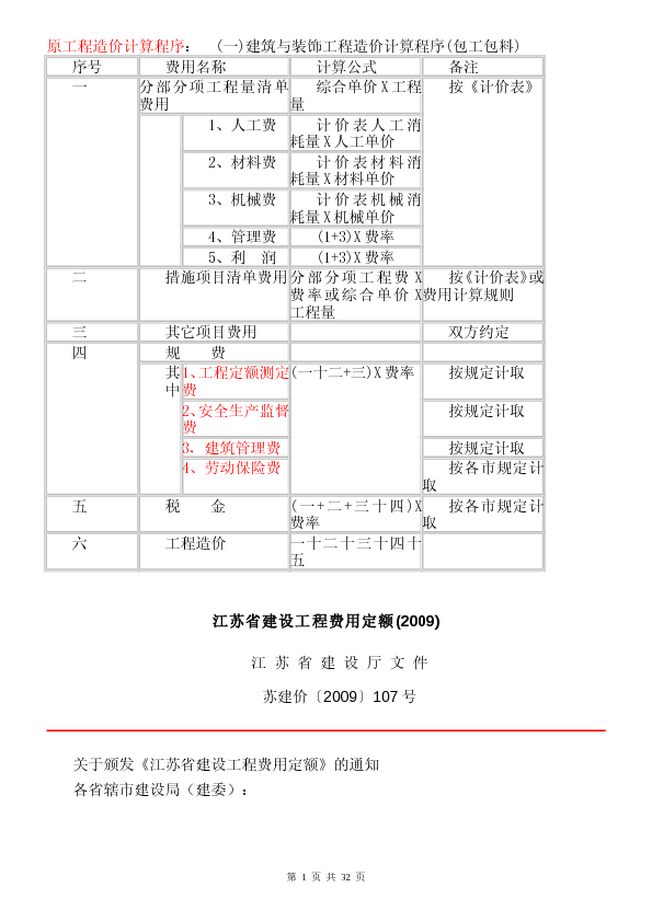 江苏09费用定额