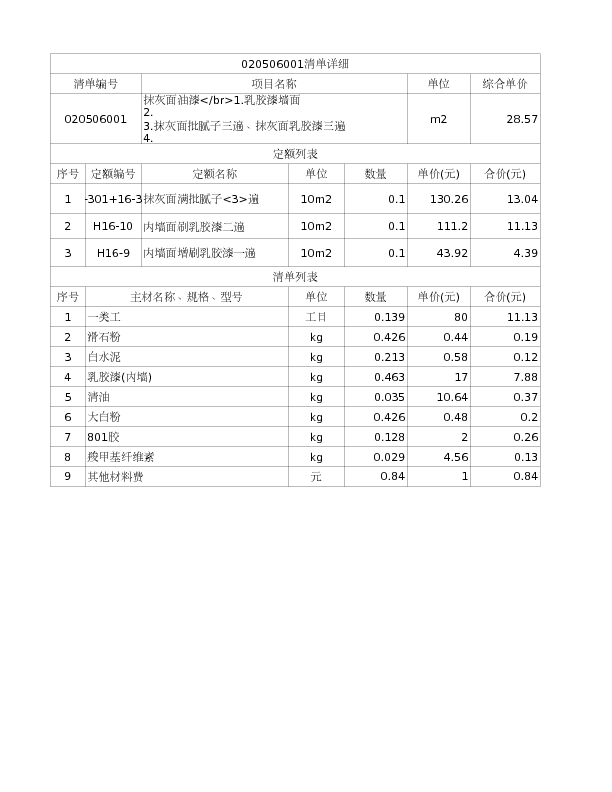 020506001  抹灰面油漆</br>1.乳胶漆墙面

