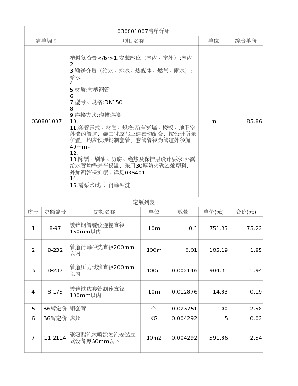 030801007  塑料复合管</br>1.安装部位（室内、室外）:室内
